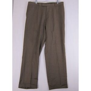 Vintage Hugo Boss Dress Pants Mens 40R Brown Virgin Wool Pleated Trousers Cuffed